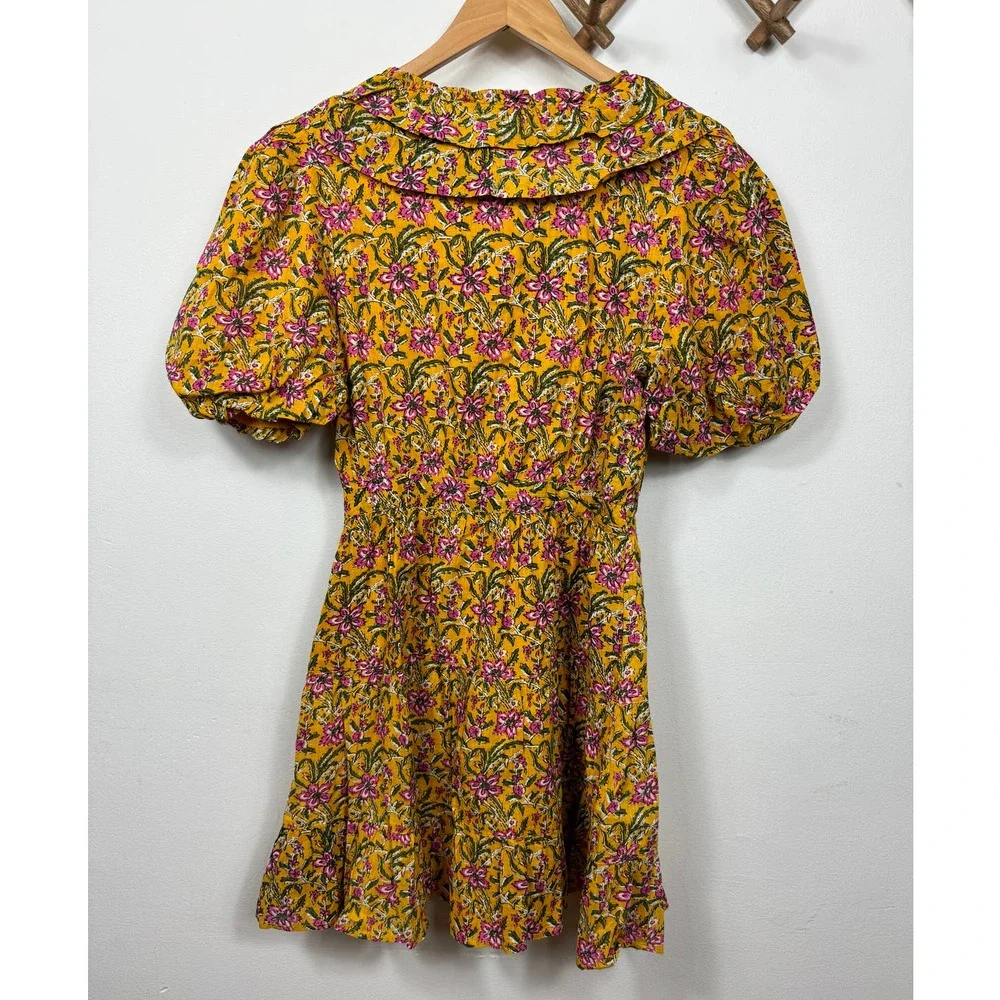 Rahi Del Sole Chiara Mini Dress in Yellow Floral Size M